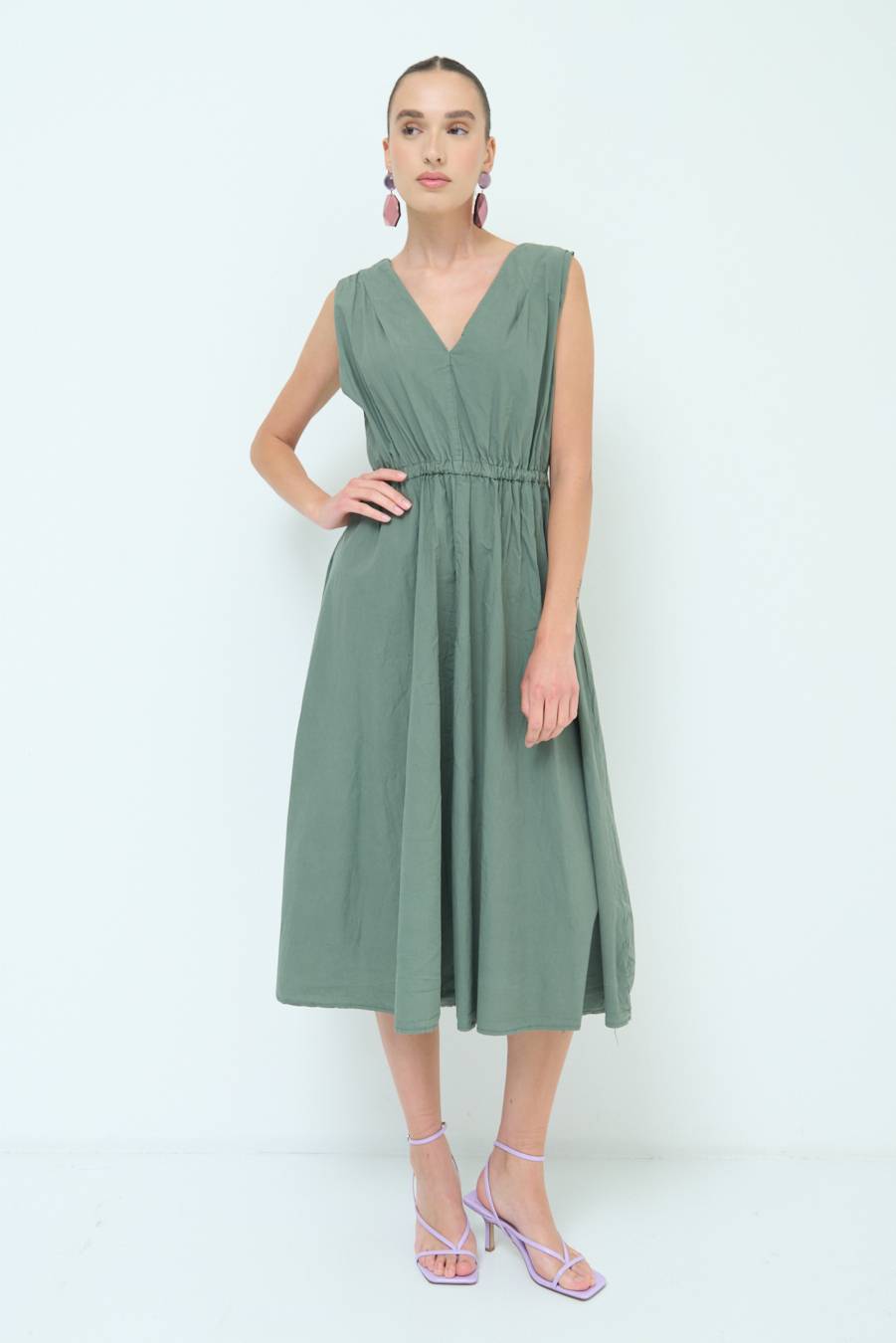 Kikisix ABITO MIDI CON ELASTICO VERDE MILITARE I Più Venduti