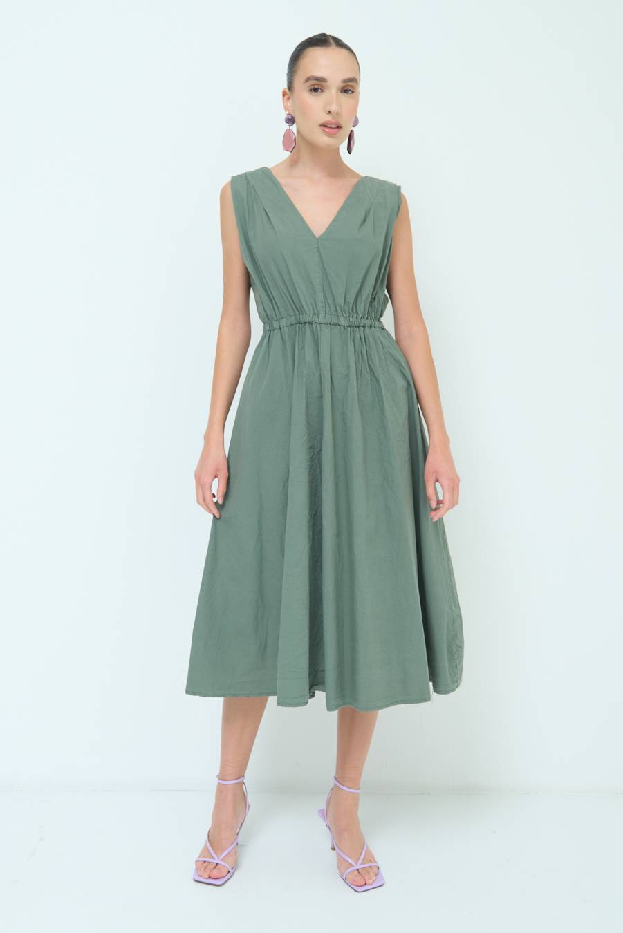 Kikisix ABITO MIDI CON ELASTICO VERDE MILITARE I Più Venduti