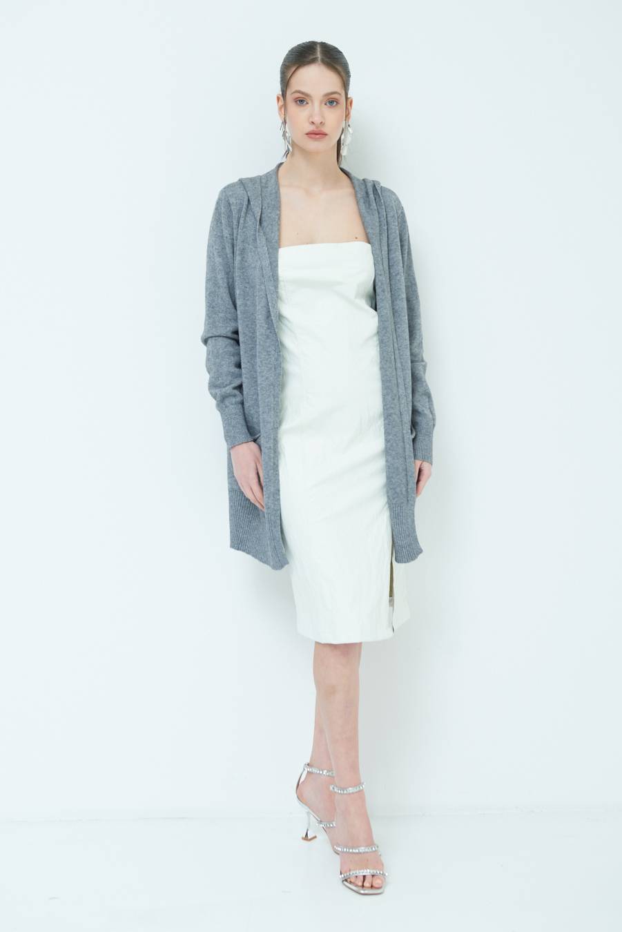 Kikisix CARDIGAN CON DUE TASCHE GRIGIO Nuova