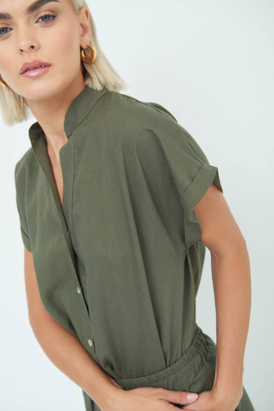 Kikisix CAMICIA MANICA ALETTA VERDE MILITARE Grande vendita