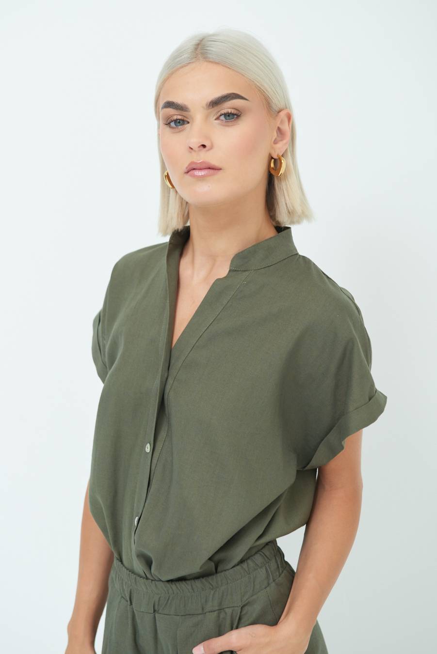 Kikisix CAMICIA MANICA ALETTA VERDE MILITARE Grande vendita