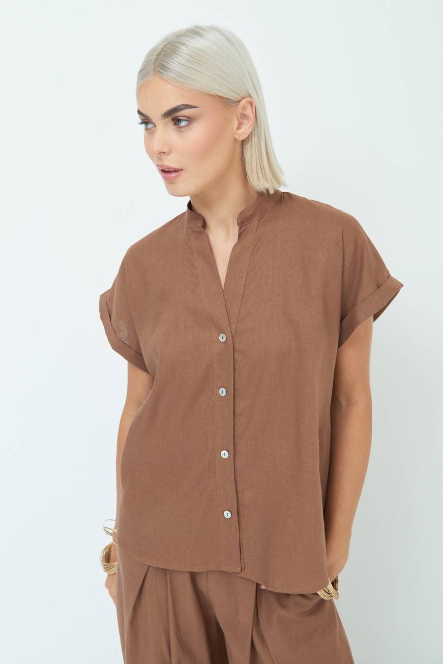 Kikisix CAMICIA MANICA ALETTA CIOCCOLATO Flash Sale