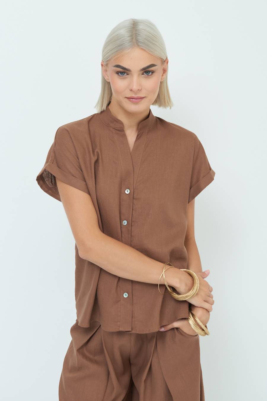 Kikisix CAMICIA MANICA ALETTA CIOCCOLATO Flash Sale