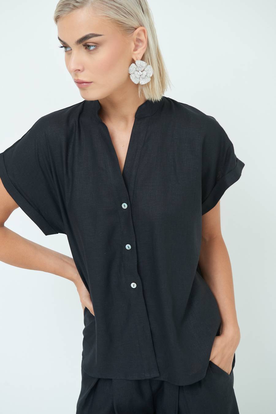 Kikisix CAMICIA MANICA ALETTA NERO Fornitura limitata