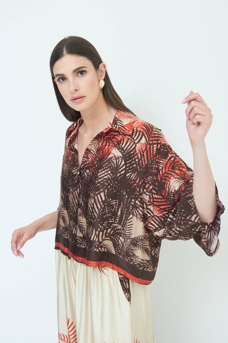 Kikisix CAMICIA FANTASIA BALZA MORO/ARANCIO Vendite stagionali