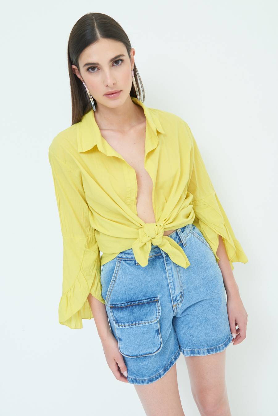 Kikisix CAMICIA MUSSOLA CON NODO LIMONE Black Friday