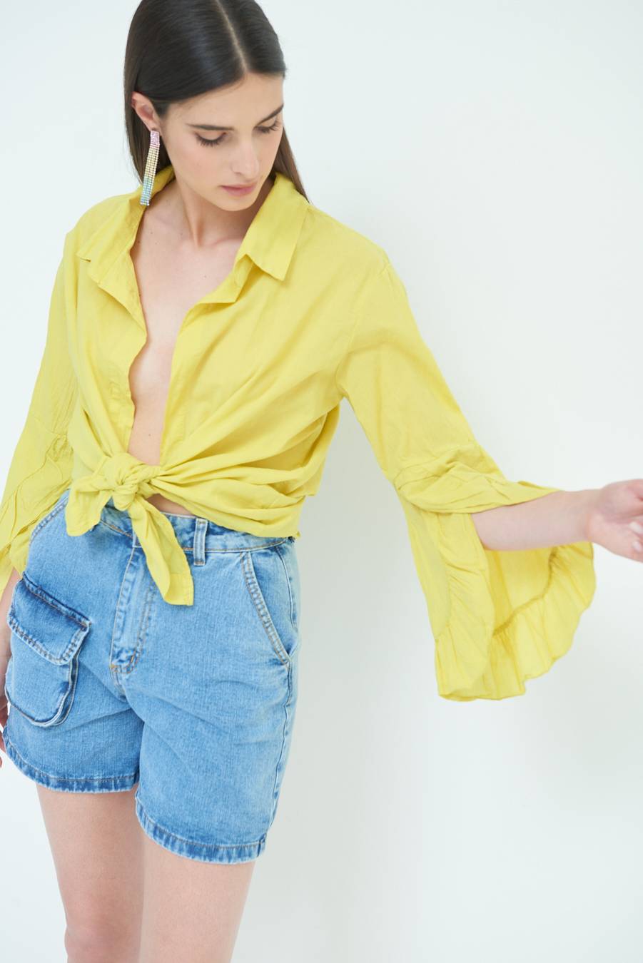 Kikisix CAMICIA MUSSOLA CON NODO LIMONE Black Friday
