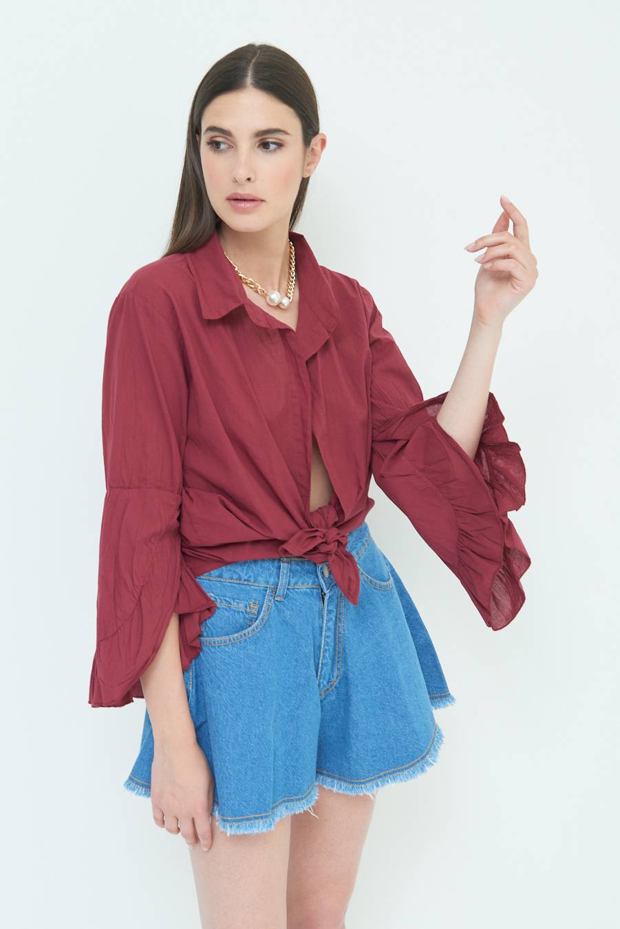Kikisix CAMICIA MUSSOLA CON NODO ROSSO INDIA Cyber Monday