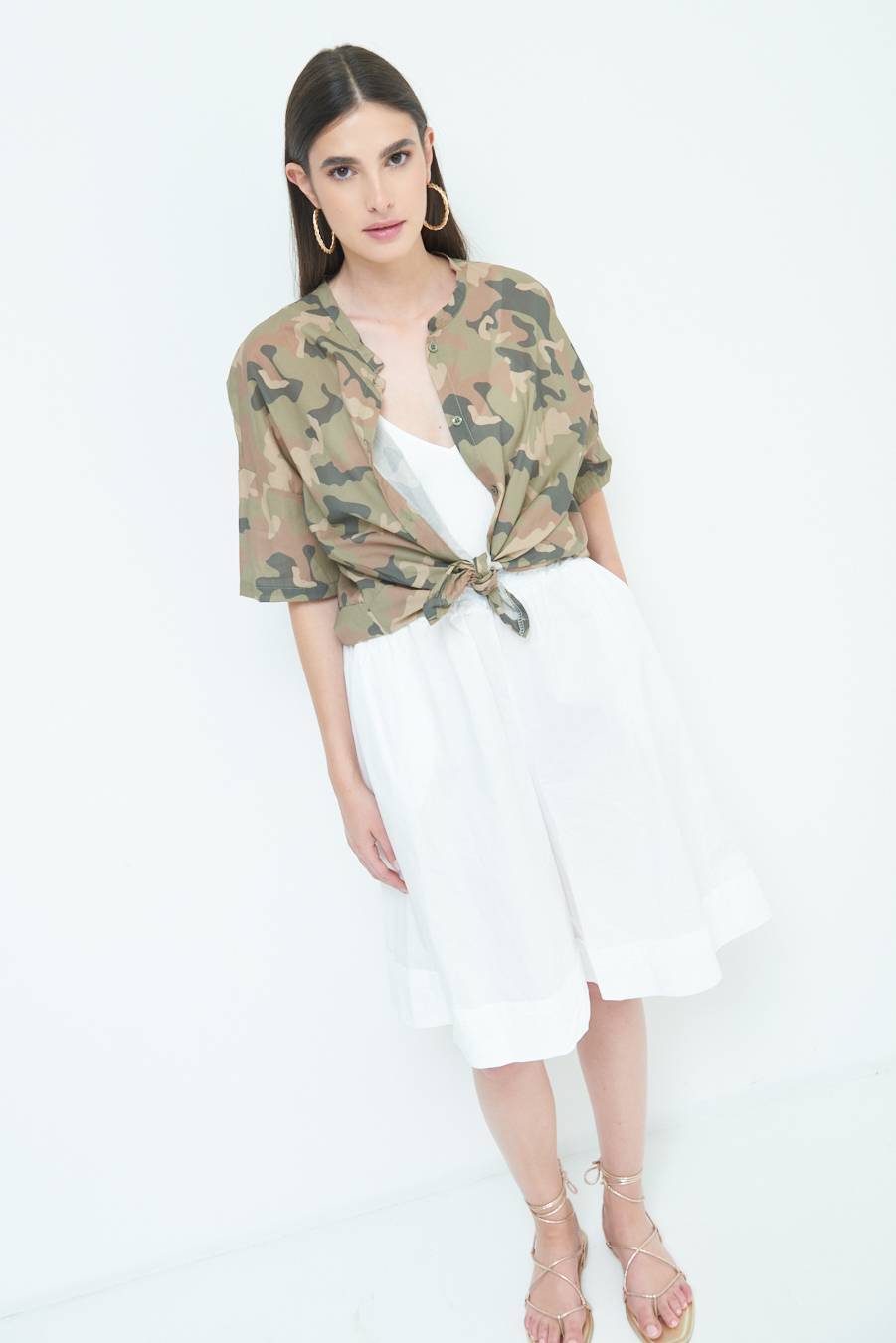 Kikisix CAMICIA CON NODO CAMOUFLAGE VERDE MILITARE Offerta migliore