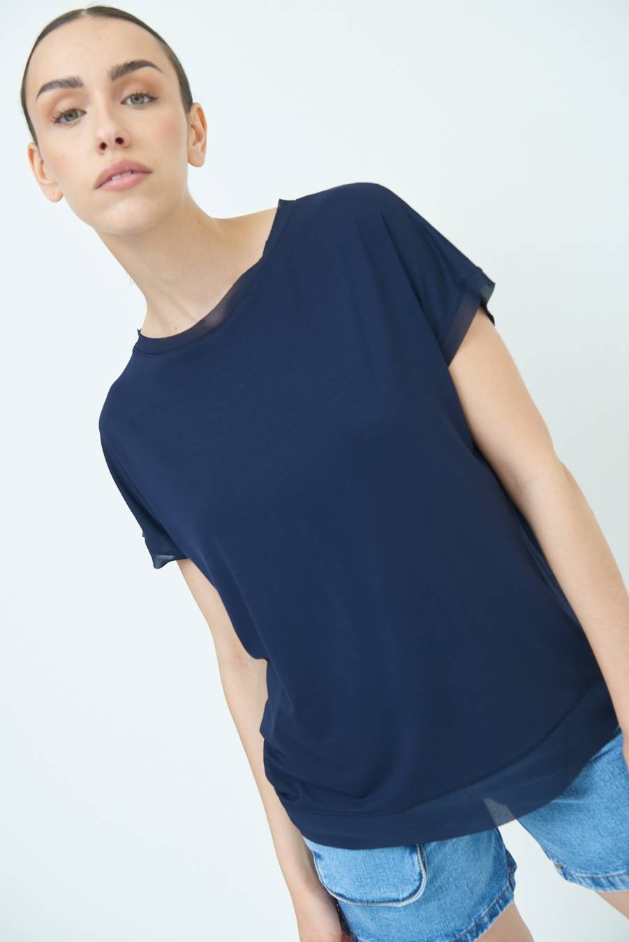 Kikisix MAGLIA PROFILO GEORGETTE BLU Lightning offer