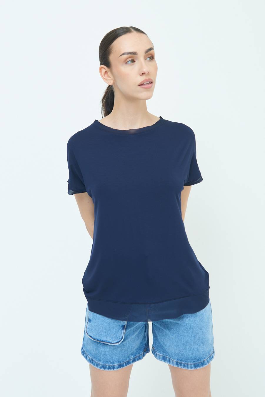 Kikisix MAGLIA PROFILO GEORGETTE BLU Lightning offer