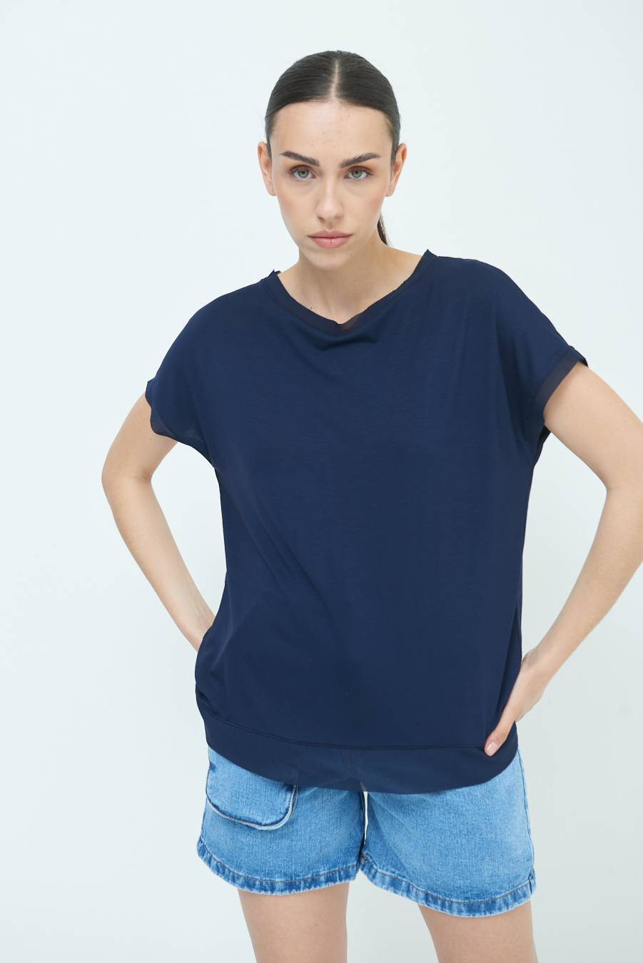 Kikisix MAGLIA PROFILO GEORGETTE BLU Lightning offer