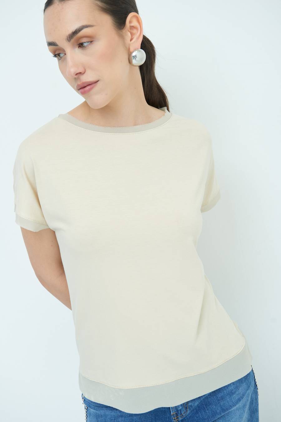 Kikisix MAGLIA PROFILO GEORGETTE BEIGE Nuovi prodotti