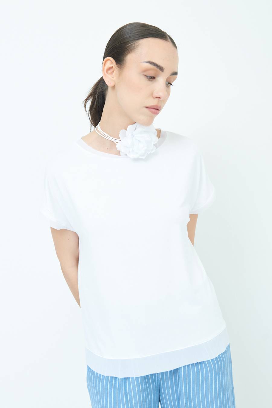 Kikisix MAGLIA PROFILO GEORGETTE BIANCO Bestseller