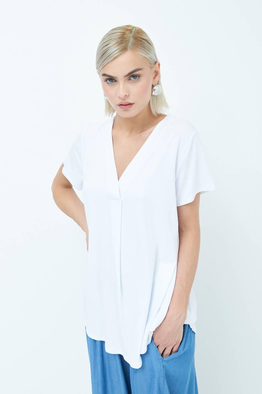 Kikisix MAGLIA VISCOSA MANICA CORTA BIANCO Comprane uno, ottenene uno gratis