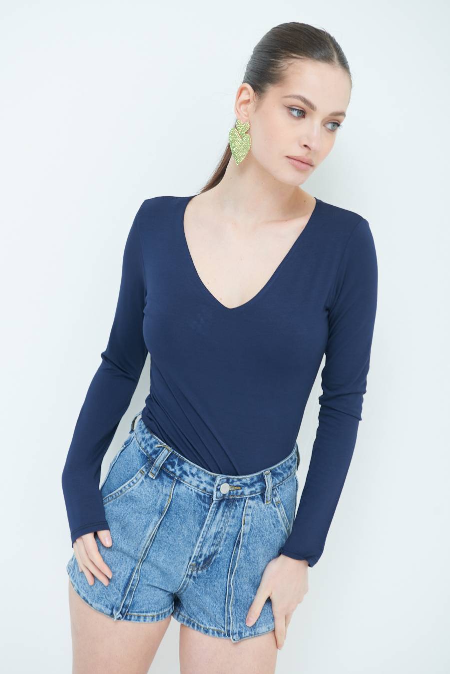 Kikisix BASICO SCOLLO V BLU Offerte giornaliere