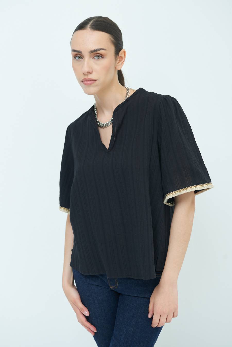 Kikisix CASACCA CON INSERTO ORO NERO Latest stili