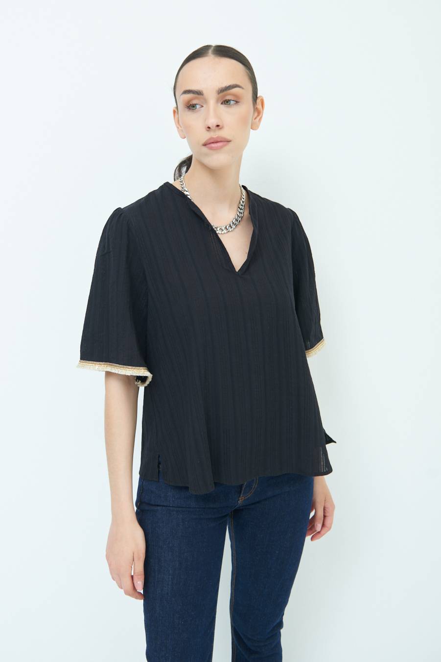 Kikisix CASACCA CON INSERTO ORO NERO Latest stili