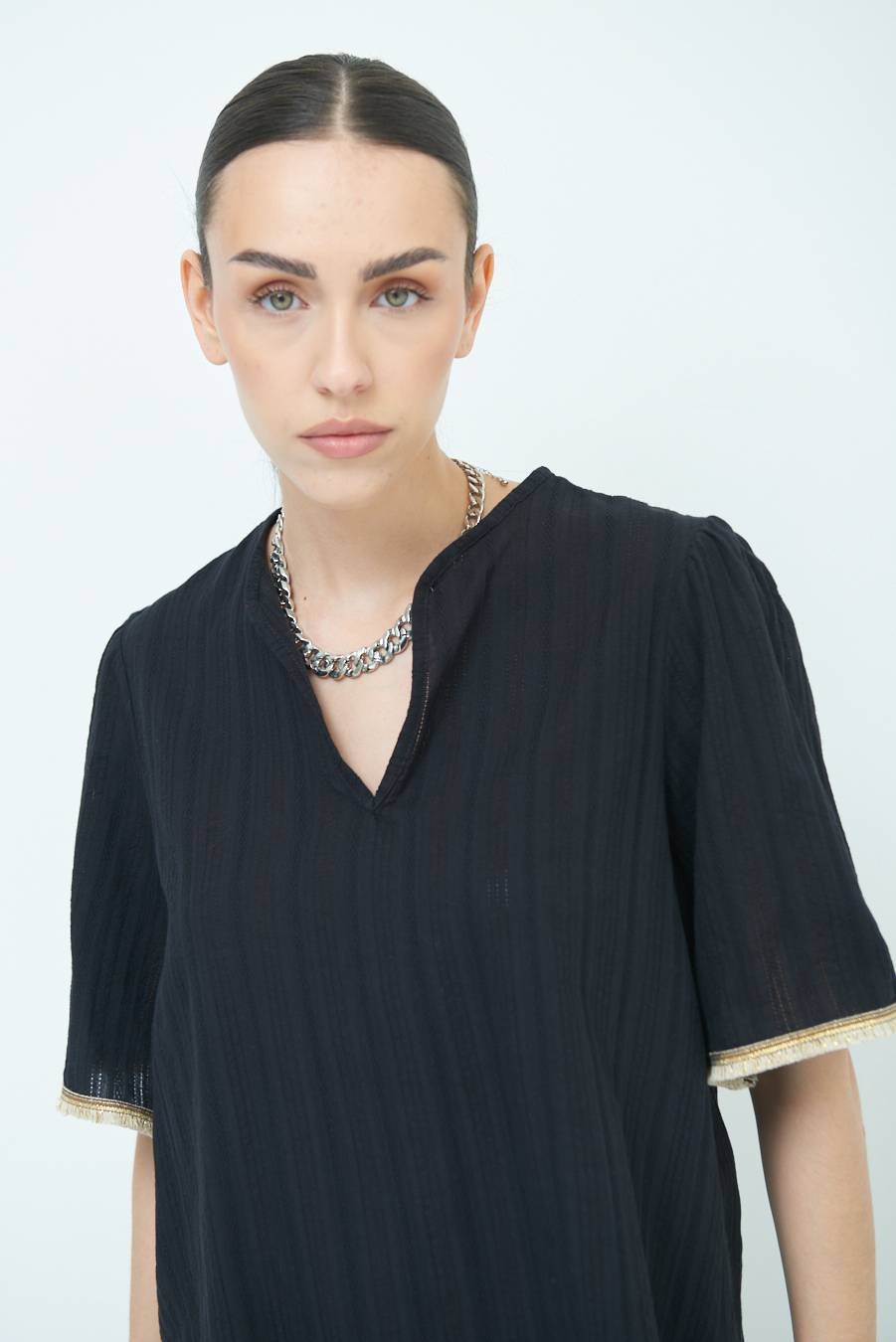 Kikisix CASACCA CON INSERTO ORO NERO Latest stili