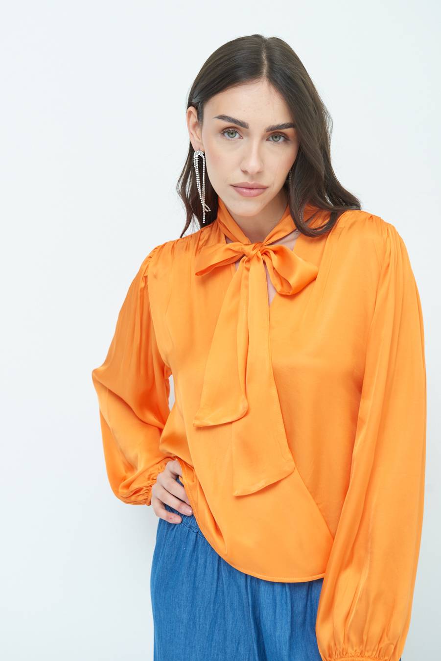 Kikisix CASACCA INCROCIO RASO VISCOSA MANDARINO Fino al 60% di sconto