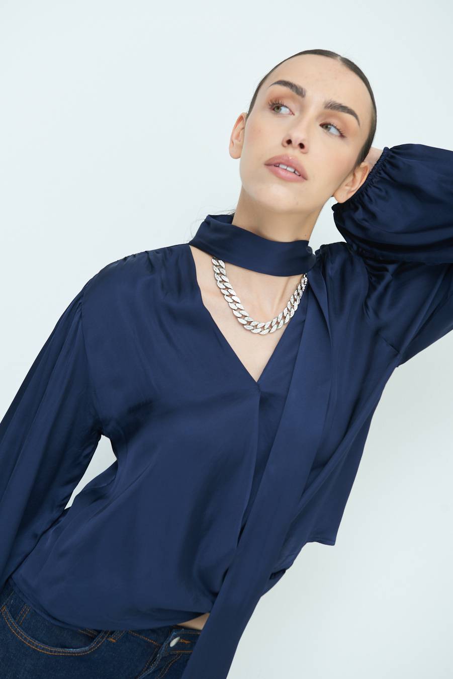 Kikisix CASACCA INCROCIO RASO VISCOSA BLU Only for today