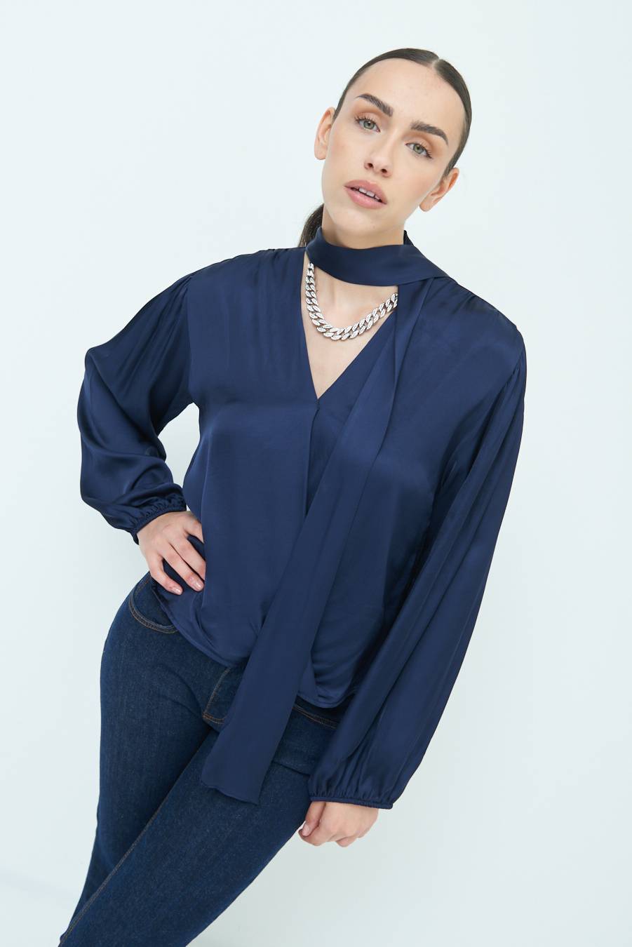 Kikisix CASACCA INCROCIO RASO VISCOSA BLU Only for today