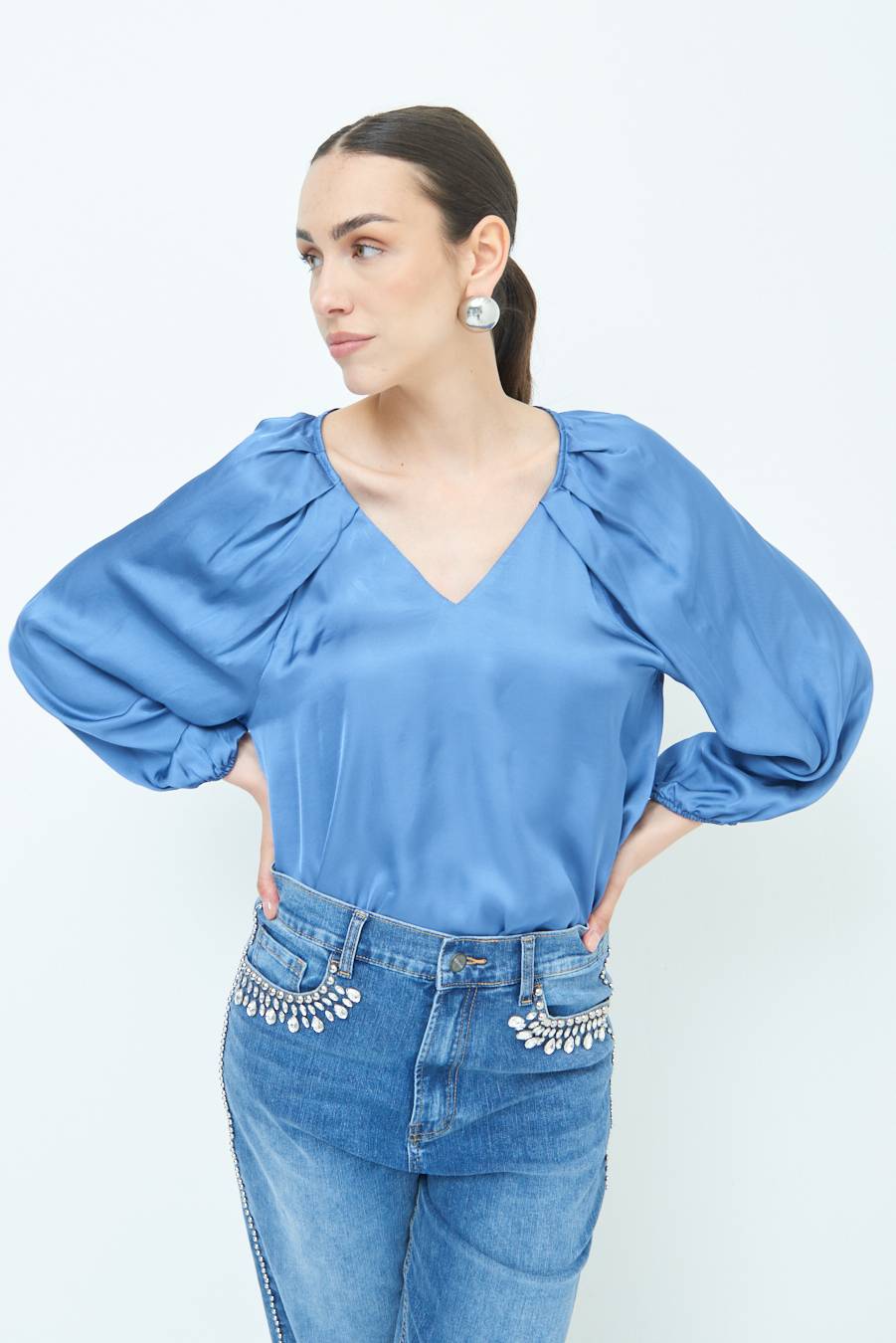 Kikisix CASACCA SCOLLO V RASO VISCOSA POLVERE Fino al 55% di sconto