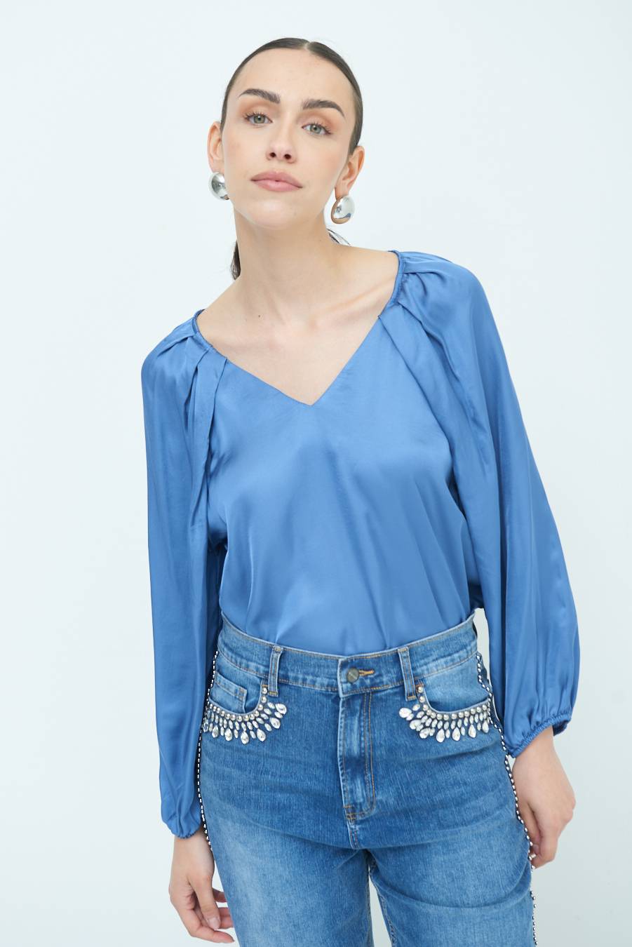 Kikisix CASACCA SCOLLO V RASO VISCOSA POLVERE Fino al 55% di sconto