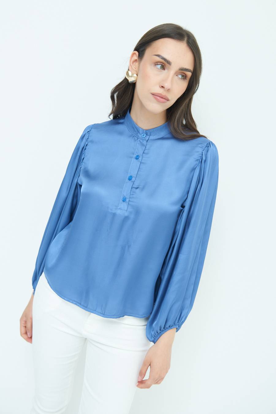 Kikisix CAMICIA POLO RASO VISCOSA POLVERE Trasporto libero internazionale