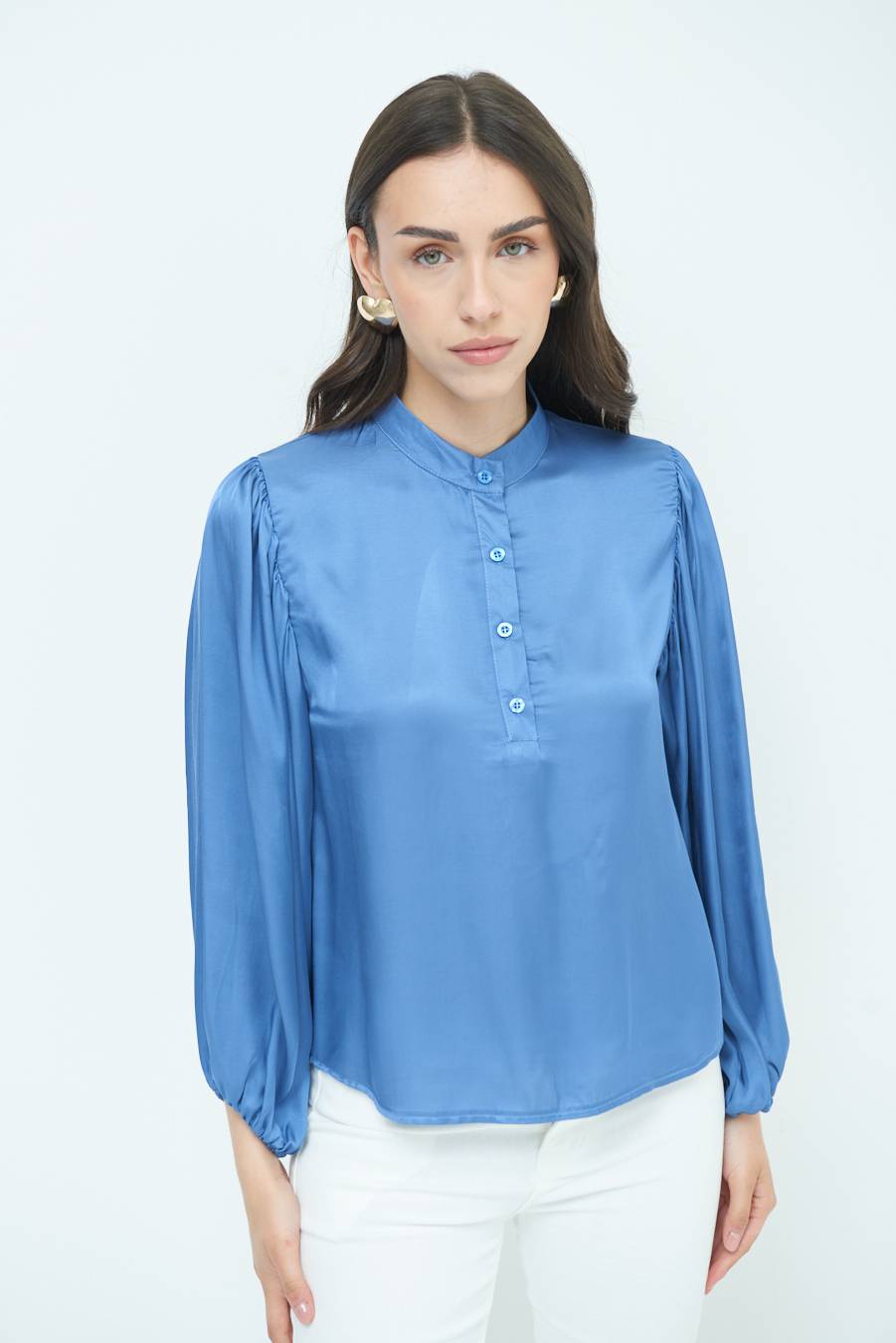 Kikisix CAMICIA POLO RASO VISCOSA POLVERE Trasporto libero internazionale
