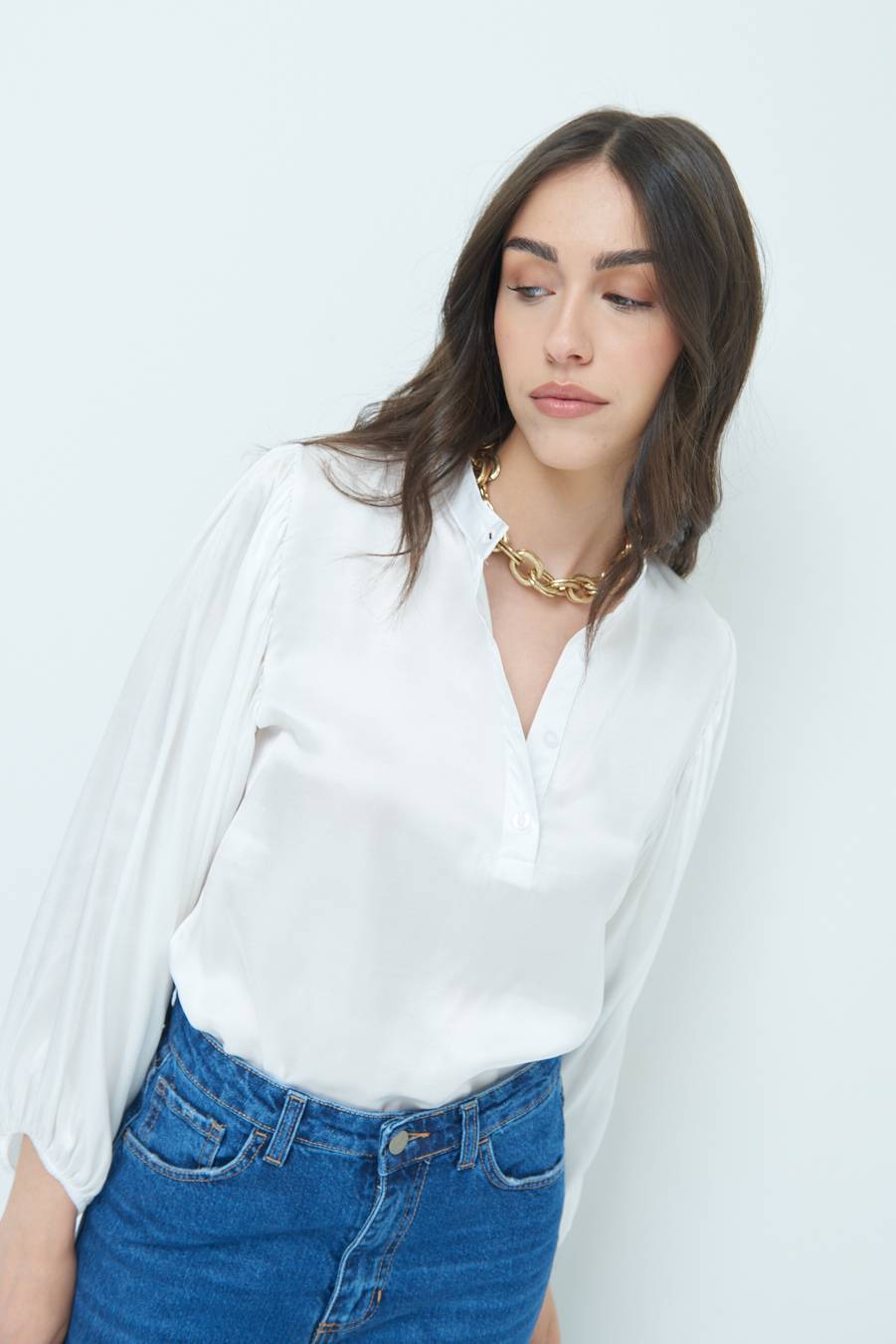 Kikisix CAMICIA POLO RASO VISCOSA BURRO Limitato a 3 giorni