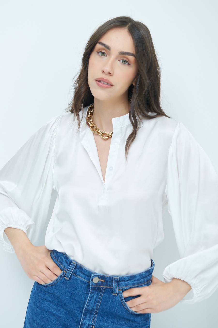 Kikisix CAMICIA POLO RASO VISCOSA BURRO Limitato a 3 giorni