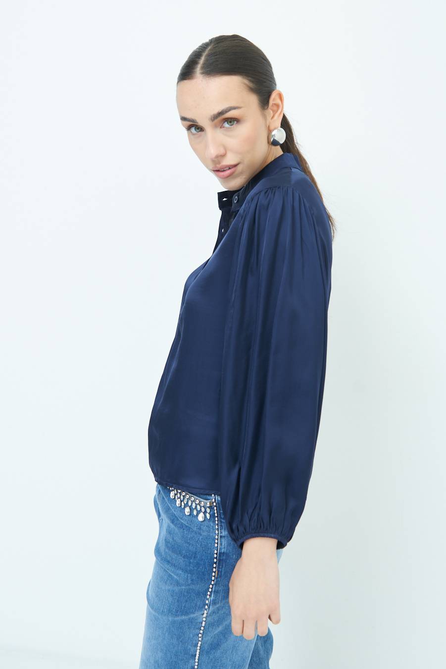 Kikisix CAMICIA POLO RASO VISCOSA BLU Esporta salva