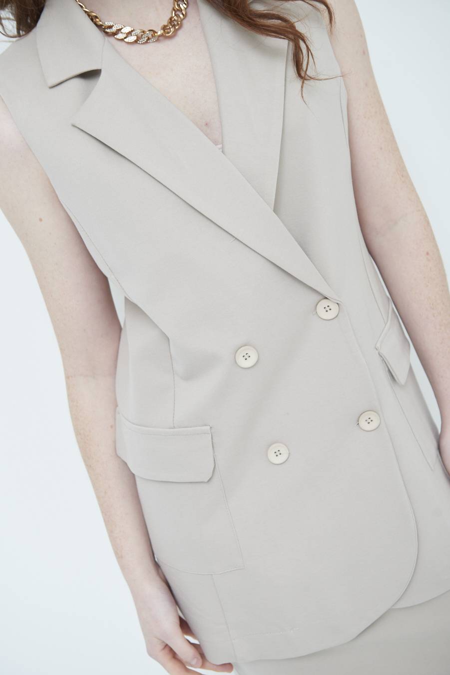 Kikisix GIACCA SMANICATA DOPPIOPETTO BEIGE Vendita