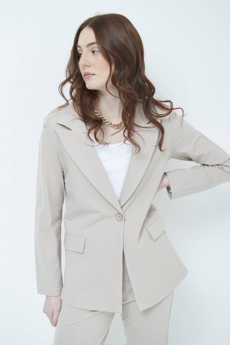 Kikisix GIACCA 1 BOTTONE BASIC BEIGE Convenienza