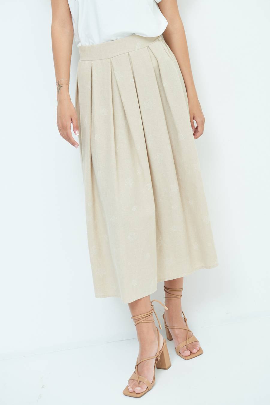Kikisix GONNA CON STELLE E FULMINI BEIGE In Vendita