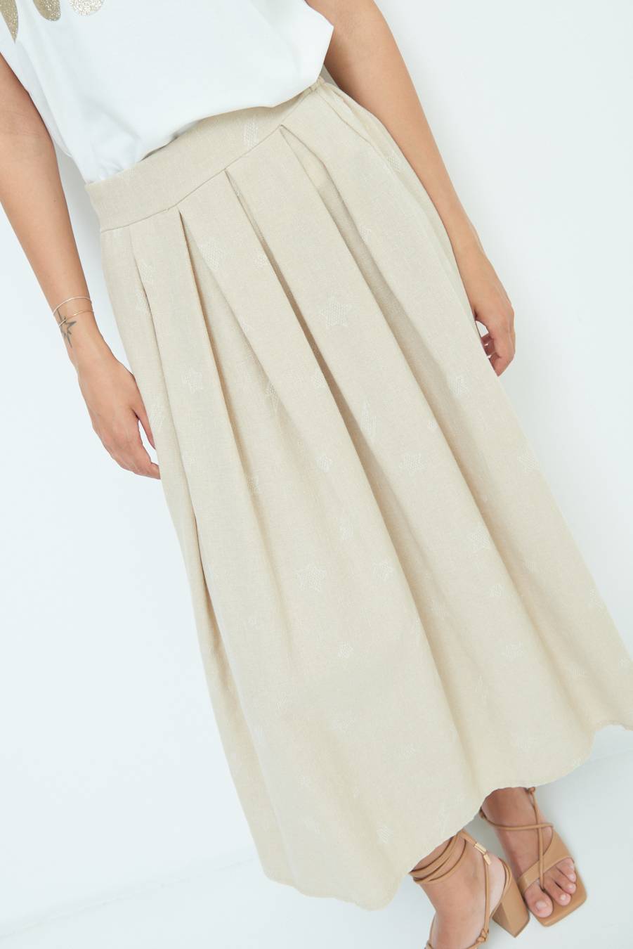 Kikisix GONNA CON STELLE E FULMINI BEIGE In Vendita