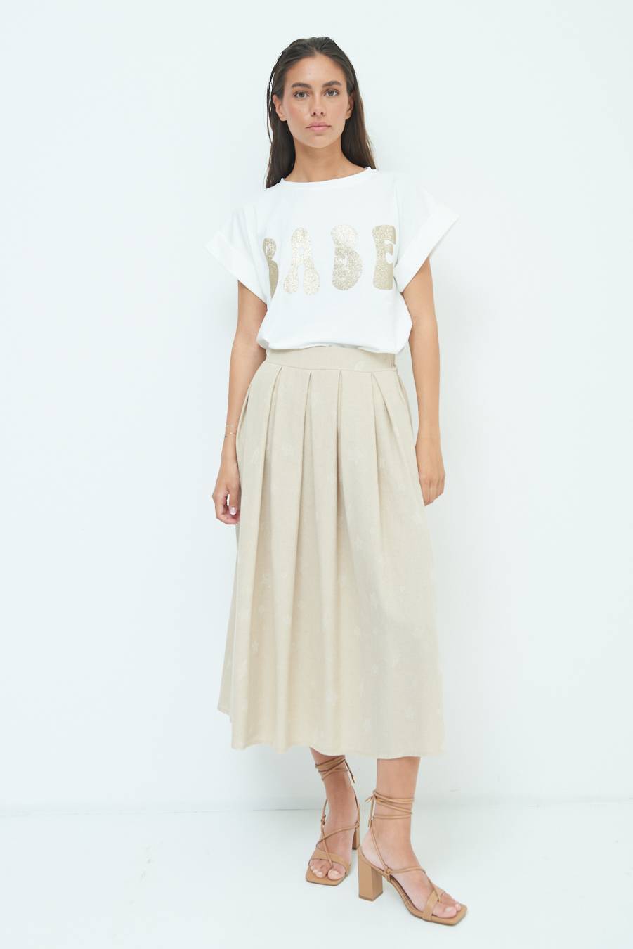 Kikisix GONNA CON STELLE E FULMINI BEIGE In Vendita