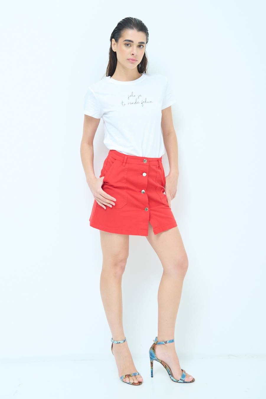 Kikisix MINIGONNA BOTTONI DV. ROSSO Saldi