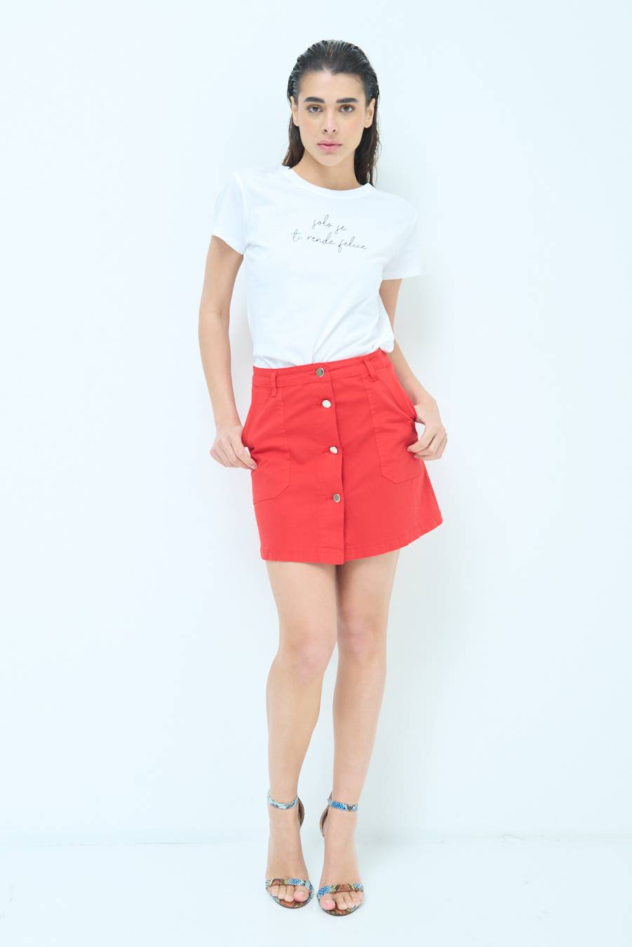 Kikisix MINIGONNA BOTTONI DV. ROSSO Saldi