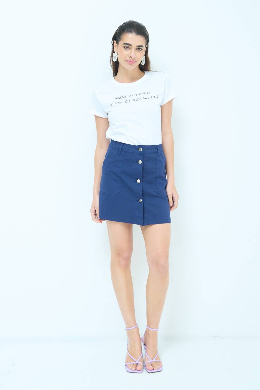 Kikisix MINIGONNA BOTTONI DV. BLU Hotsell