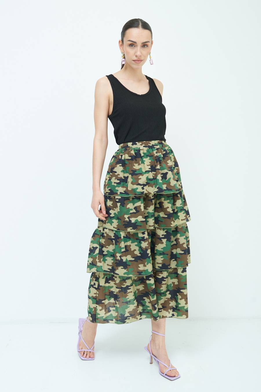 Kikisix GONNA BALZE CAMOUFLAGE VERDE MILITARE Vendite Flash