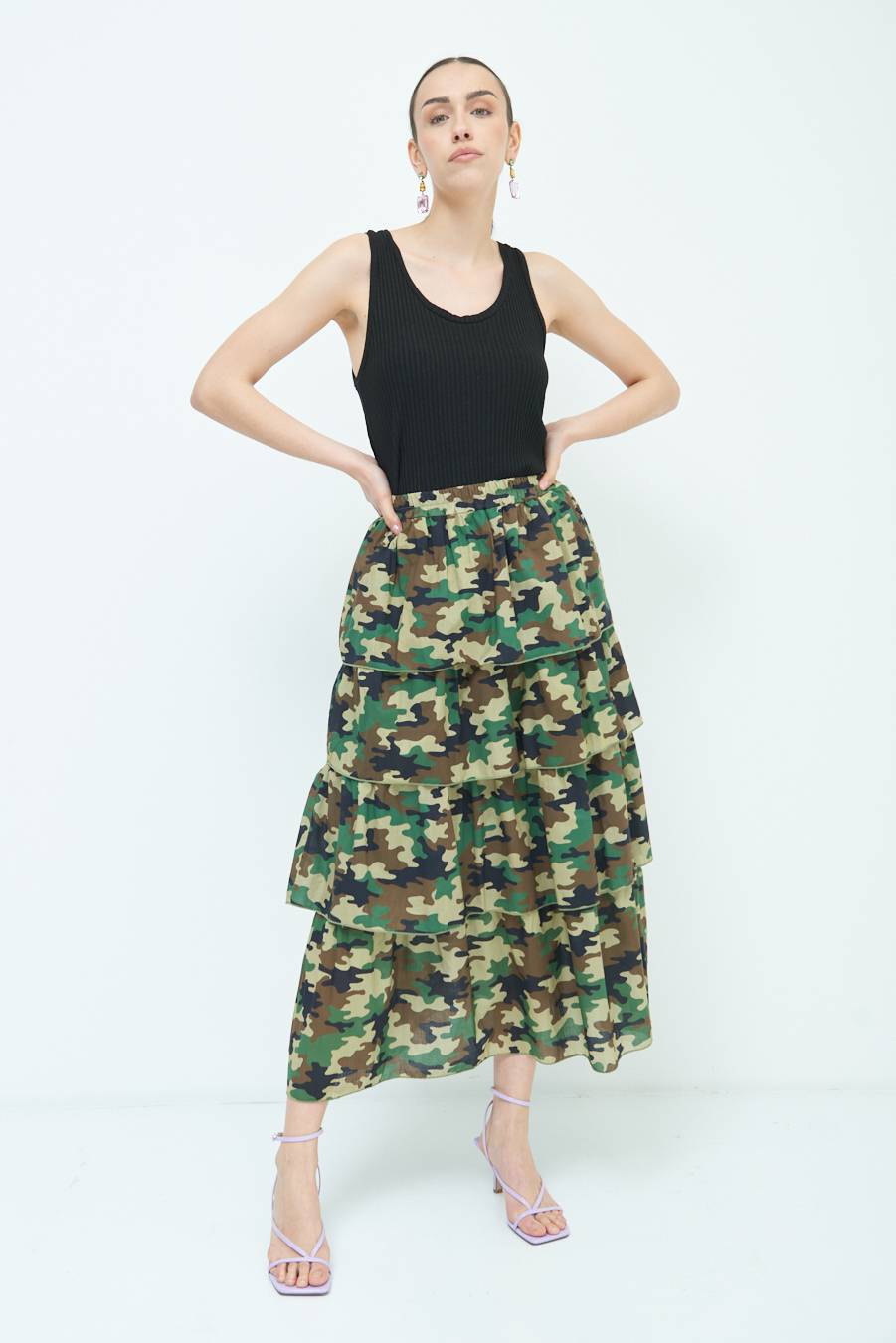Kikisix GONNA BALZE CAMOUFLAGE VERDE MILITARE Vendite Flash