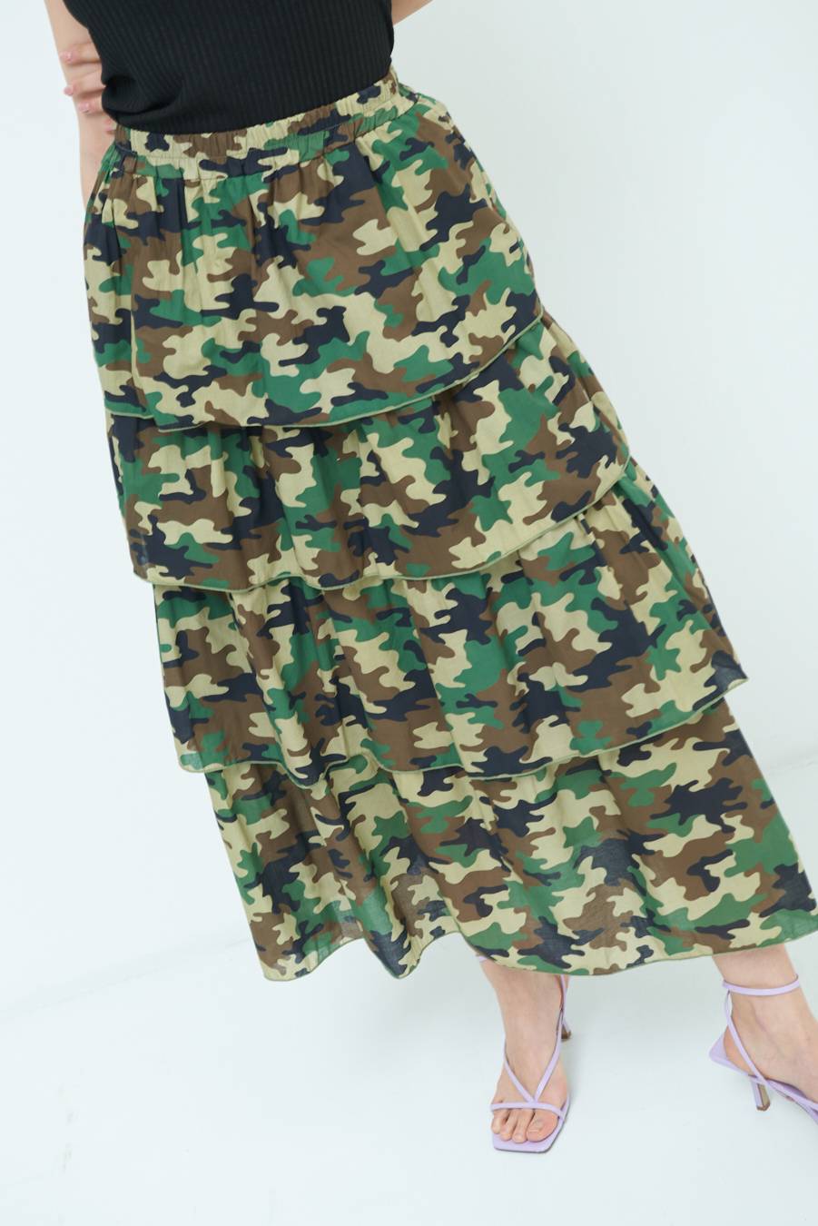 Kikisix GONNA BALZE CAMOUFLAGE VERDE MILITARE Vendite Flash