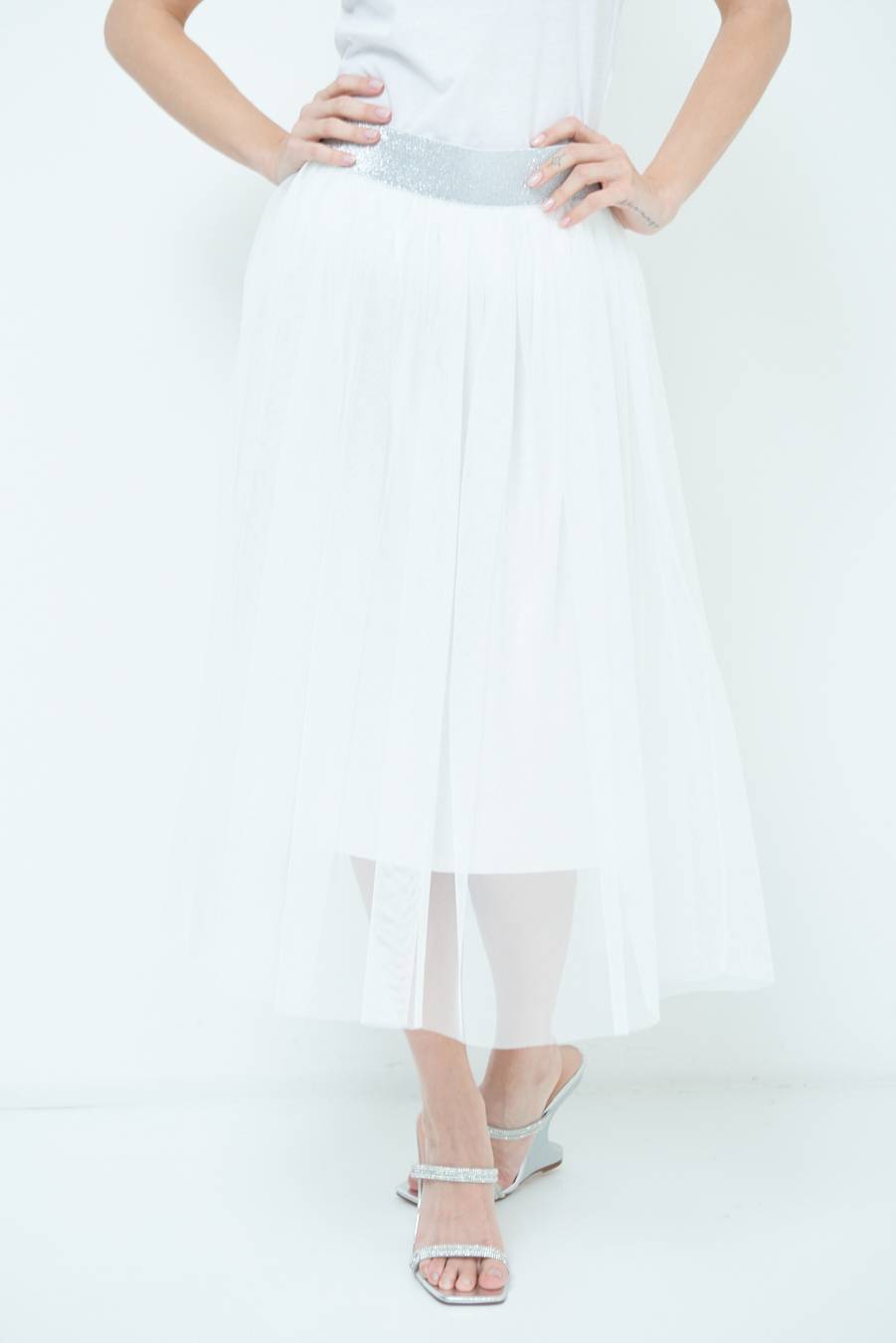 Kikisix GONNA TULLE BIANCO Grande vendita
