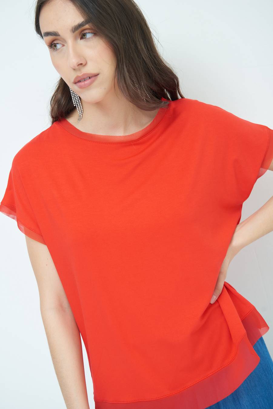 Kikisix MAGLIA PROFILO GEORGETTE ROSSO Cyber Monday