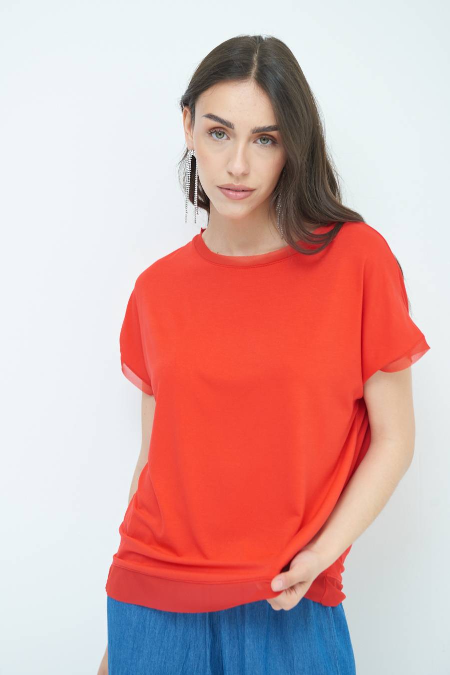 Kikisix MAGLIA PROFILO GEORGETTE ROSSO Cyber Monday
