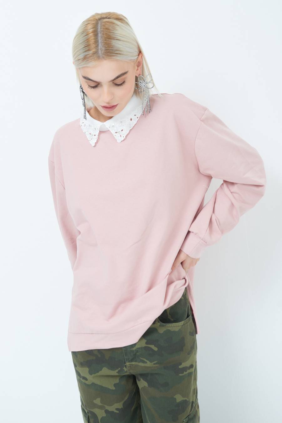 Kikisix FELPA CON COLLETTO CON STRASS CIPRIA Offerta natalizia