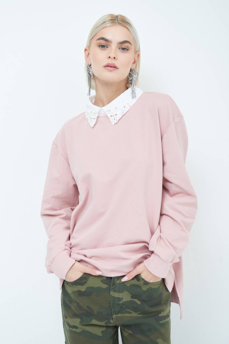 Kikisix FELPA CON COLLETTO CON STRASS CIPRIA Offerta natalizia