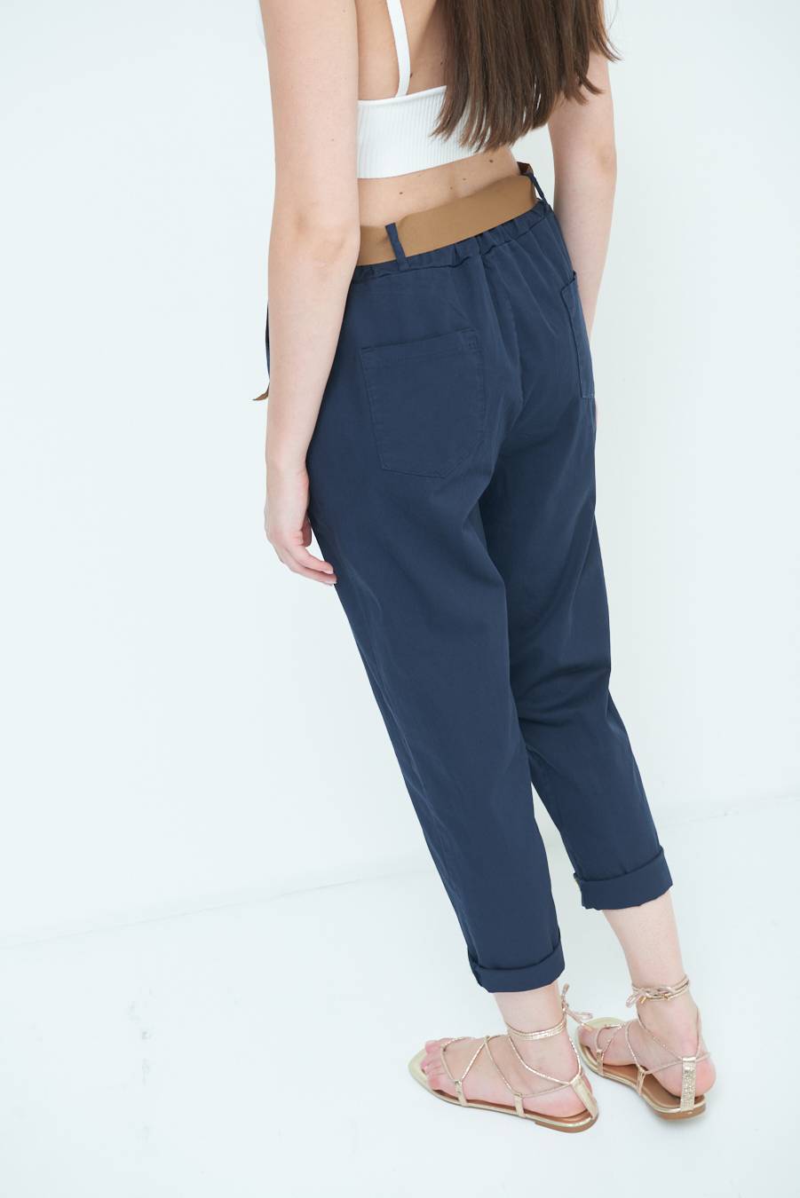 Kikisix PANTALONE DRITTO CON RISVOLTO BLU Offerte speciali